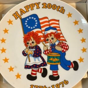 Patriotic Celebration Plate with Red, Blue, Raggedy Ann and Andy